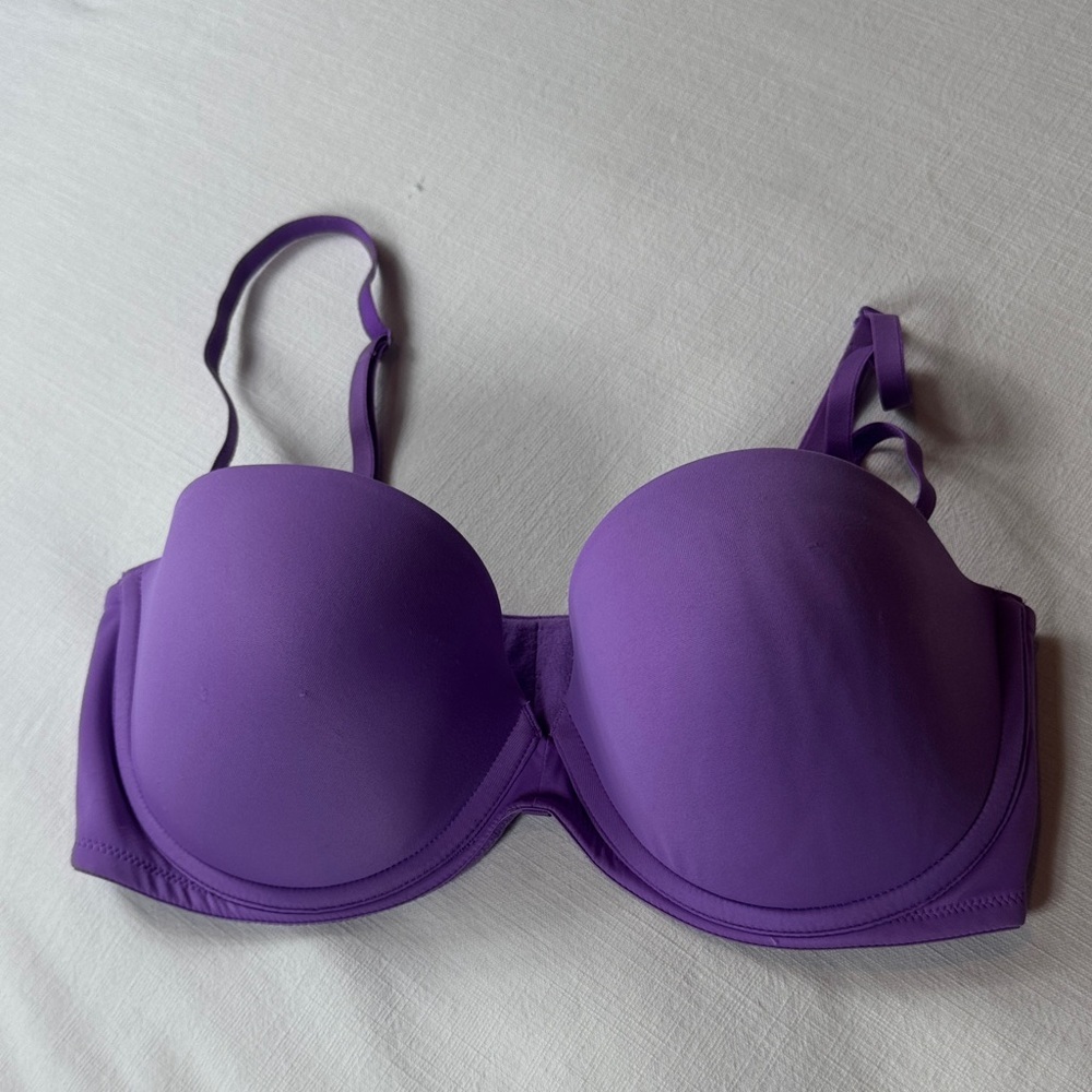 Hanes Purple Convertible Underwire T-Shirt Bra 36D Smooth Molded Cups